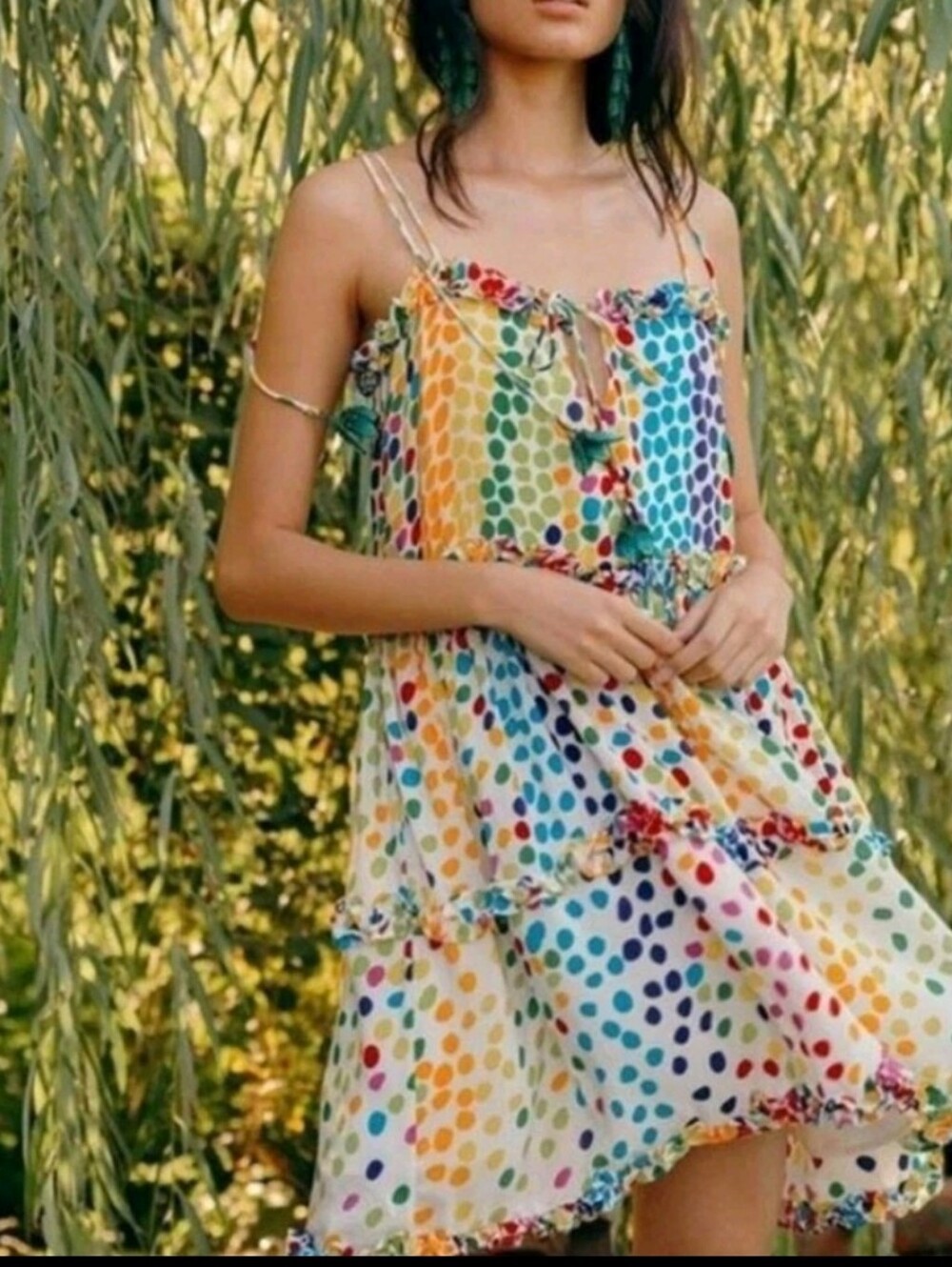 🌈 Bright Polka Dot Silk Mini Dress